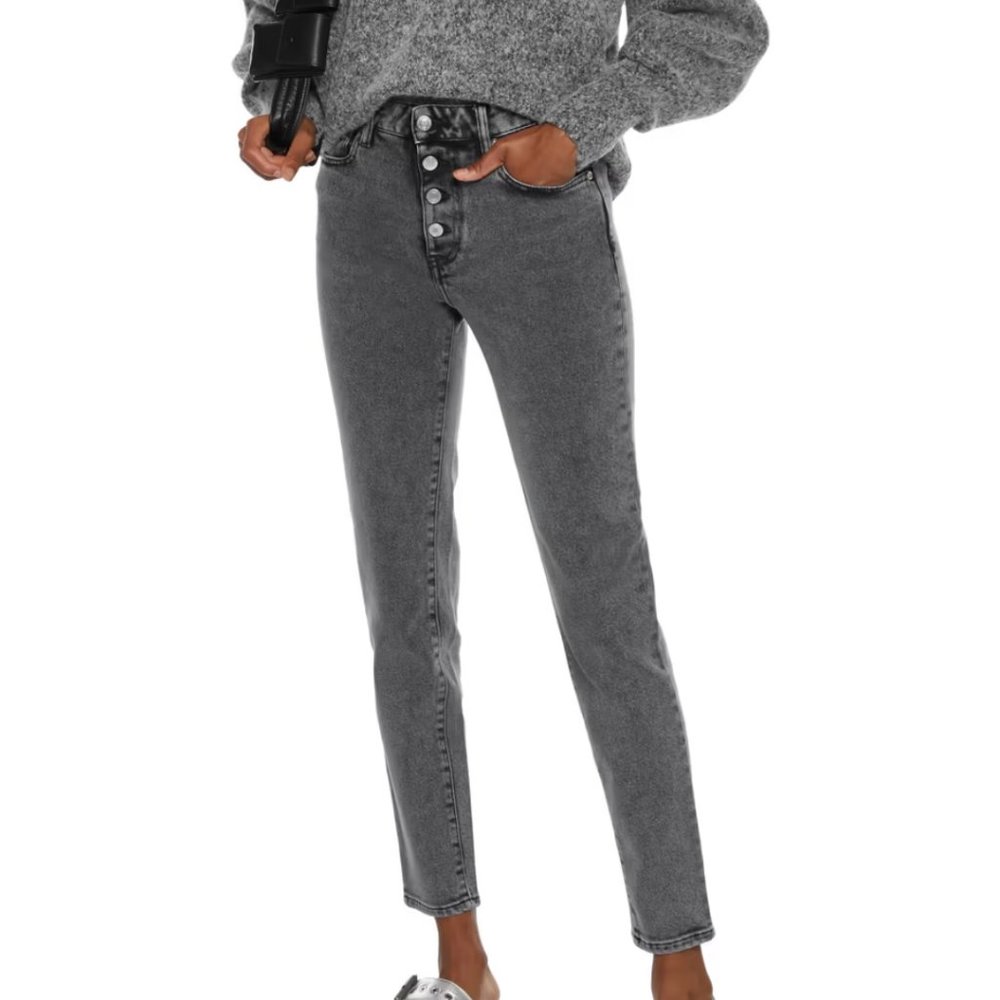 IRO Gaety High-rise Slim-leg Jeans Dark Gray Size 27